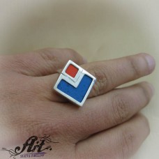 Сребърен пръстен с цветен емайл R-801